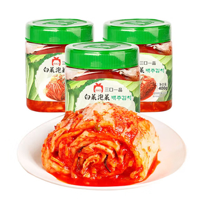三口一品韩国泡菜桔梗辣白菜袋装切件韩式酸萝卜黄瓜小包延边朝鲜
