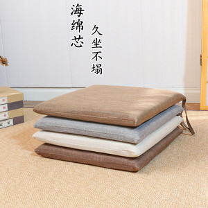 日式简约亚麻布椅垫方形办公室坐垫蒲团加厚透气榻榻米飘窗垫包邮
