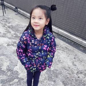 女童蝴蝶加厚棉袄 米宝宝冬季新款韩版童装 儿童连帽夹棉保暖外套