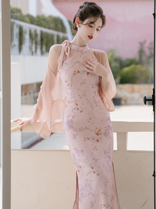 新中式国风气质时尚套装复古改良年轻款旗袍收腰显瘦裙子两件套仙