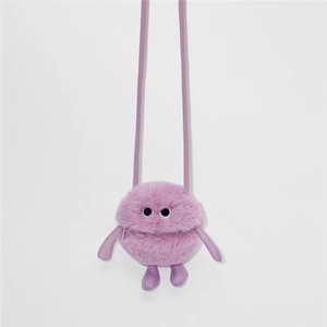ZA家小怪兽斜挎包紫色卡通毛绒玩偶女生单肩包儿童可爱包包