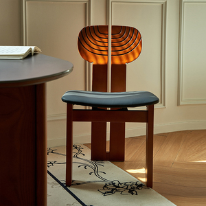 复古实木椅子靠背椅客厅高级感设计师休闲餐椅家用现代简约小户型