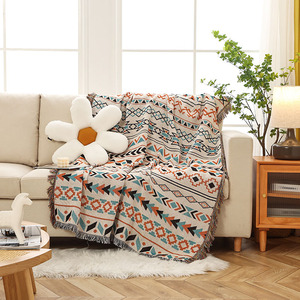 北欧风复古单人沙发装饰沙发毯露营毯线针织野餐垫床盖巾房间布置