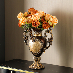 欧式奢华花瓶创意客厅美式复古茶几电视柜大号插花干花餐桌面摆件