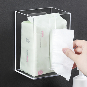 免打孔纸巾盒客厅挂墙壁挂式抽纸盒亚克力洗脸巾收纳盒透明简约