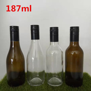 红酒瓶空瓶子187ml果酒玻璃瓶 迷你酵素密封玻璃瓶透明深色小酒瓶