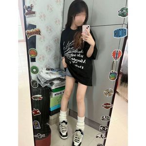 美式童装潮牌短袖t恤女夏季字母设计感小众oversize韩版半袖上衣