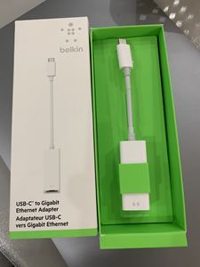 Belkin贝尔金usb-c转千兆网卡 type-c usb3.1以太网转换器 转接线