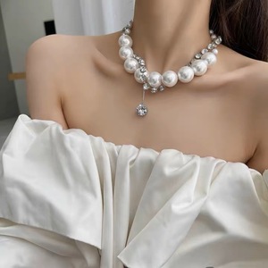 欧美风夸张淡水大珍珠项链女轻奢小众设计高级感锁骨链颈链毛衣链