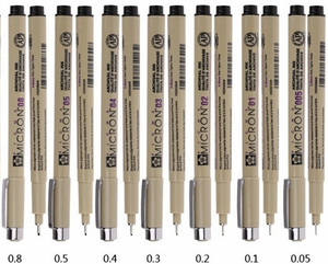 日本樱花针管笔草图笔勾线笔0.1-0.8黑色墨线笔建筑一注考试用笔