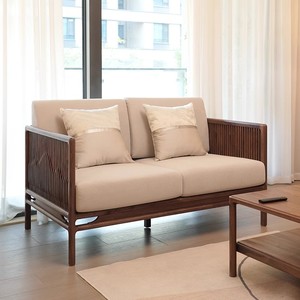 新中式实木沙发组合北美黑胡桃木现代简约小户型禅意高端家具定制