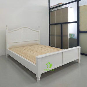 厂家深圳欧式床实木床架简约白色烤漆橡木床板床12米15米18m双人