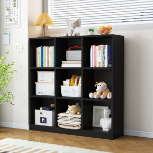 书柜书架置物架收纳柜储物柜格子柜简易自由组合简约家用落地黑色