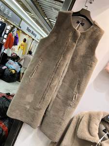 2017冬新款韩版无袖外套麂皮绒皮毛一体加厚中长款防兔毛绒马甲女