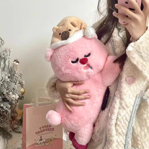 粉红小海狸公仔毛绒玩具大号玩偶睡觉抱枕可爱露比布娃娃生日礼物
