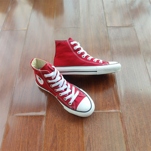 酒红色帆布鞋高帮STAR经典款常青款滑板鞋学生百搭休闲运动女装鞋