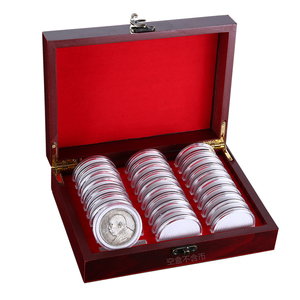 纪念币收藏盒袁大头银元保护盒古币银币收纳圆盒古铜钱币硬币木盒