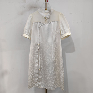 艾德琳娜AN52-L028夏季2024新款时尚新中式提花拼接女显瘦连衣裙