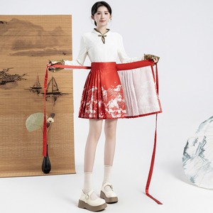 新中式印花改良马面裙女装夏季国风时尚设计感气质半身裙百褶短裙