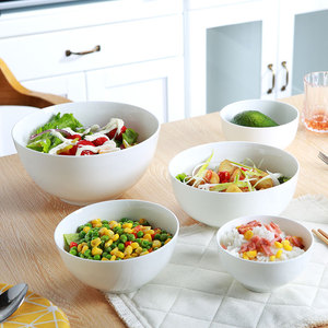 骨瓷饭碗水果沙拉碗家用陶瓷汤碗简约白色面碗单个装创意可爱餐具