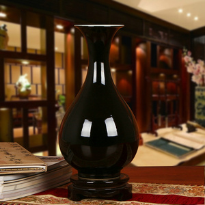 景德镇陶瓷器 颜色黑乌金釉花瓶 简约现代家居工艺品装饰摆件摆设
