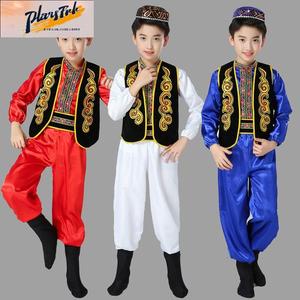 儿童演出服新疆少数民族表演服装回族男童维吾尔族阿凡提舞蹈服装