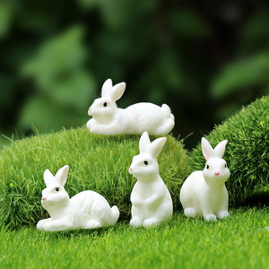 可爱迷你小白兔子公仔仿真动物园艺盆景苔藓微景观装饰品微缩摆件