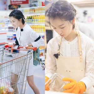 中餐厅周冬雨明星同款韩版学生白色镂空蕾丝连衣裙2…