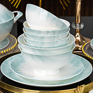 釉下彩骨瓷单个饭碗家用高级感汤碗陶瓷2024新款陶瓷面碗泡面碗盘