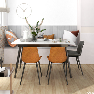 斯可馨FT8020D现代简约家用小户型亮光岩板客餐厅餐桌餐椅家具
