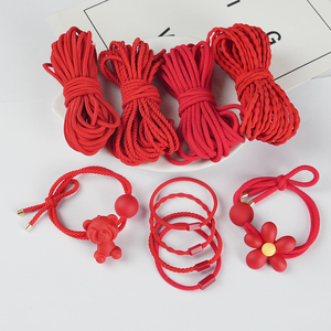 新年红色散装头绳3mm高弹力皮筋连接扣手工diy发圈发绳材料10米价