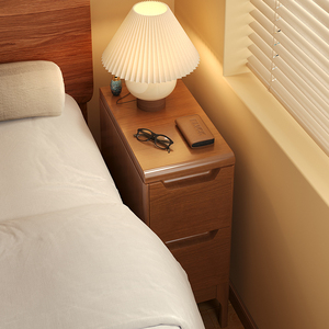 全实木床头柜简约现代小户型卧室床边柜迷你窄柜20公分夹缝置物柜