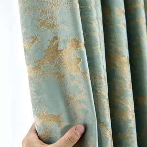 新款高端简约美式现代轻奢窗帘定制绒布烫金加厚遮光卧室客厅阳台