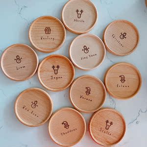 实木杯垫定制激光雕刻logo定做茶道创意木质杯托茶垫木制茶托日式