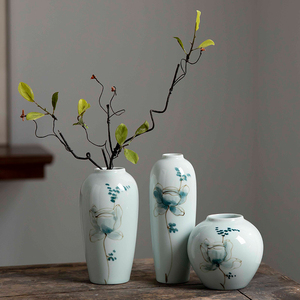 手绘粉彩陶瓷花瓶景德镇现代中式博古架轻奢创意家居装饰插花花器
