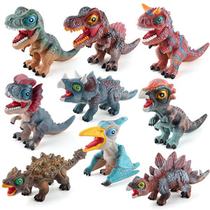 仿真霸王龙三角龙动物模型软胶恐龙 Q版迷你空心捏捏叫恐龙玩具