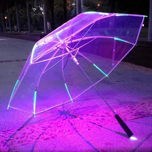 创意LED发光透明雨伞 演唱会灯光照明伞 冬天放学警示信号儿童伞