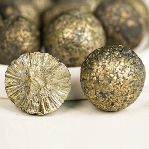 水晶原石标本天然黄铁矿矿石圆形摆件黄铜矿标本石原料星球月球状