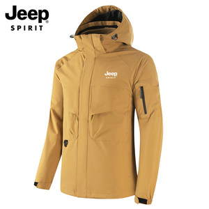 Jeep户外三合一两件套秋冬夹克冲锋衣男防风加绒滑雪服抓绒衣外套