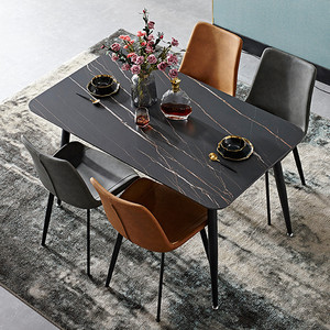 岩板餐桌家用现代简约轻奢经济型意式桌子小户型理石餐桌椅组合