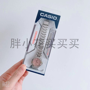 日本本土 CASIO卡西欧经典复古手表情侣表指针钢带款小圆表蓝粉色