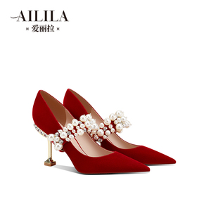 爱丽拉绑带结婚鞋女2024新款红色中式配秀禾服的新娘高跟鞋不累脚