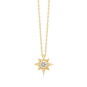 日本代购 AHKAH 18K黄金  闪亮 璀璨钻石镶嵌 镂空星星 项链