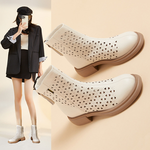 马丁靴女款2024新款夏季薄款透气镂空靴子夏款英伦单靴切尔西女靴
