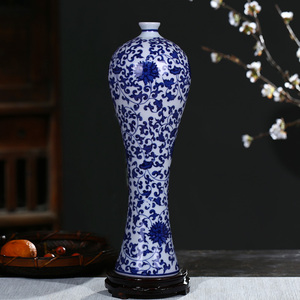 景德镇陶瓷器 青花瓷花瓶 现代简约装饰花瓶摆设工艺品客厅摆件