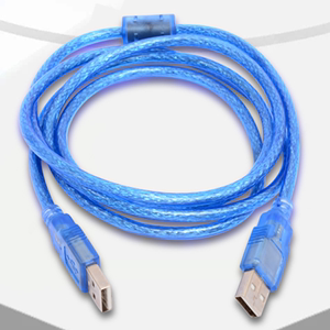 USB公对公对考数据线1.5/3米2.0蓝色双屏蔽A对A铜线USB带磁环U对U