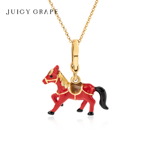 Juicy Grape红色马项链女生肖马原创可爱气质简约百搭长款毛衣链
