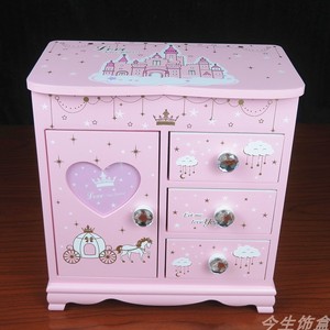 城堡首饰盒木质公主欧式粉色木制收纳盒手饰品盒学生女孩生日礼物