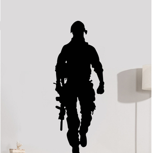 士兵军人战士卧室人物剪影贴纸男生创意背景墙贴装饰壁纸贴画防水