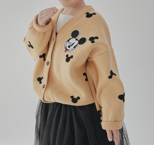 【现货】RoanJane 迪士尼合作款 儿童米奇米老鼠 针织开衫 黄外套